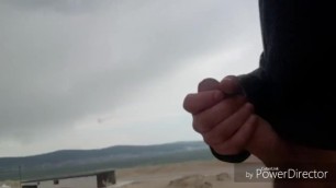 A wank in sunnybeach on a windy day..watch the cum fly