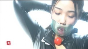 asian bondage gagging herself