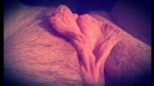 Big meaty labia get massaged