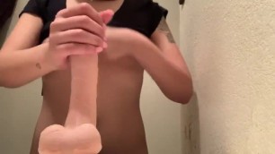 Loves sucking that dildo!