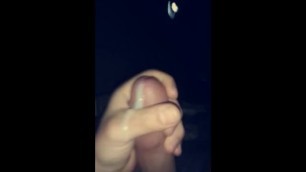 Cum shot from throbbing cock