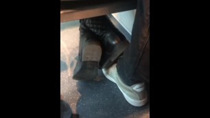 Teen boots trample in bus