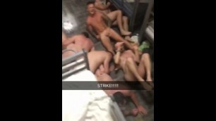 Rugby lads naked human bowling