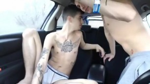 Gay boy have sex in car