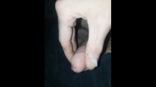 Loud mature male gets off before bed. Closeup of huge cock cumming.