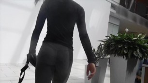Fit Asian Bubble Butt in Grey Leggings sexy ass