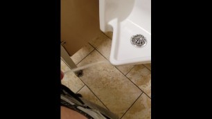 Taking a piss in public toilet (urinal, sink, toilet, floor)