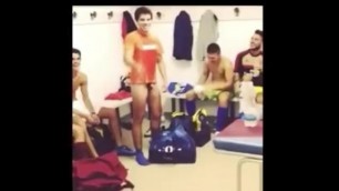 Cute soccer player caught in locker room without his pants