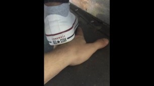 Candid hand trample on bus