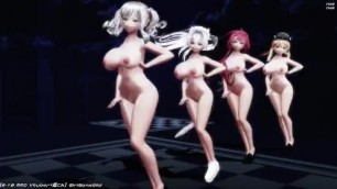 Four Busty Gils dance naked