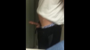 Track star showing off 8 inch cock in dorm bathroom