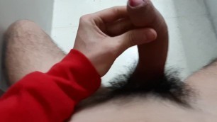 Masturbation in public bathroom