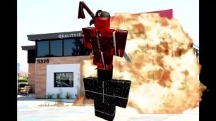 Roblox: AloneTraveler riding Selozar while a Wendy's is being blown up