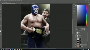 Colorizing an old wrestling picture timelapse