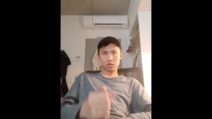 Asian cute teen jerk off in his brother’s room