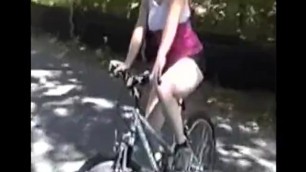 Very homemade authentic public bicycle ride braless crop top underboob.