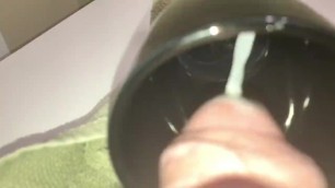 cum shot into a black coffee cup (Failed Slowmo)