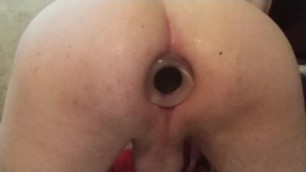 Quick glass plug insertion and precum taste