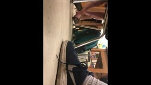 Candid flip flop shoeplay in class