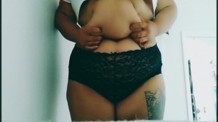 Big belly & ass bbw tattooed babe tease