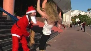 Fierce French Woman Kicks Santa's Balls in Public