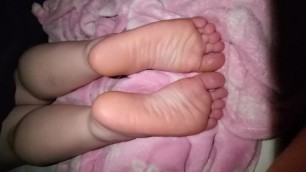 My friend Kenzie Let's me nut on her sexy soles for the first time