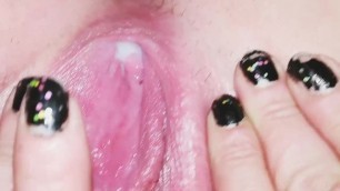 BananaSmashLee loves her tight pink hole dripping with thick white cum!!!