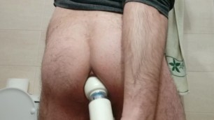 Anal masturbation with a magic wand