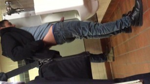 Half-Hard Arabic Pisser Flashes Hairy Ass Crack While Peeing Hands-Free.