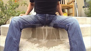 Pissing in a condom until it bursts in my jeans