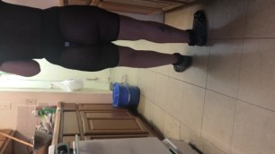 Spying on sister in law cooking in see through outfit