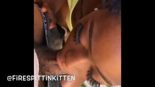 Slim Thick Ebony swallows and fucks outside