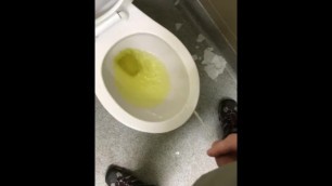 Pee in public washroom.