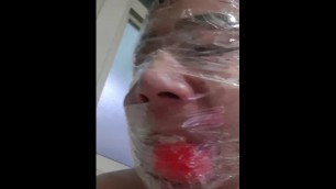 Asian clear tape gagged