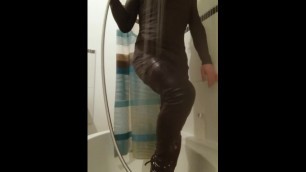 Crossdresser Wetlook Shower in Thigh Boots