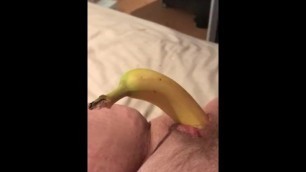 Fucking pussy with banana.
