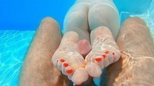 GINGER MERMAID UNDERWATER FOOTJOB POV | Perfect Soles Long Toes Red Nails