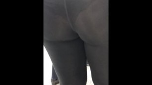 Huge ass in see through leggings vpl
