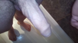 Solo male pissing and cumming in the shower - POV.  Snapchat : Kinkyguy2801
