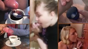 COFFEE WITH CUM very piggy, fun and hot video split screen - CAFE CON LECHE