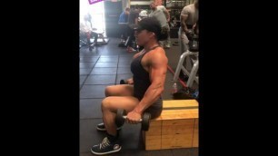 Female Bodybuilder Pumping Up