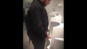 Straight Man in Leather Jacket Pissing