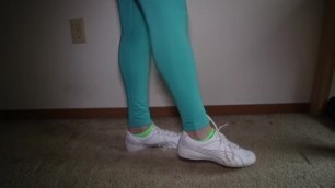 Green ankle socks and blue leggings