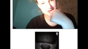 chatroulette White female watches as I strip and show her the black D