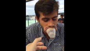 Hot israeli puts cup in his mouth HD