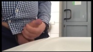 Horny bear cums in gas station toilet