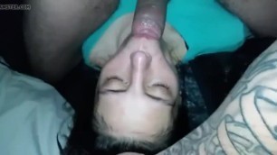 Mexican Daddy Face Fucks and Cums On White Girl's Face