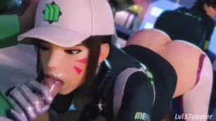 D.Va Gives Head and Gets Pussy Fucked Fully Clothed