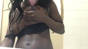 YOUNG EBONY PLAYS WITH PERKY TITS