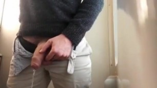Spy Straight Guy HOT HUGE UNCUT cock caught pissing in stall